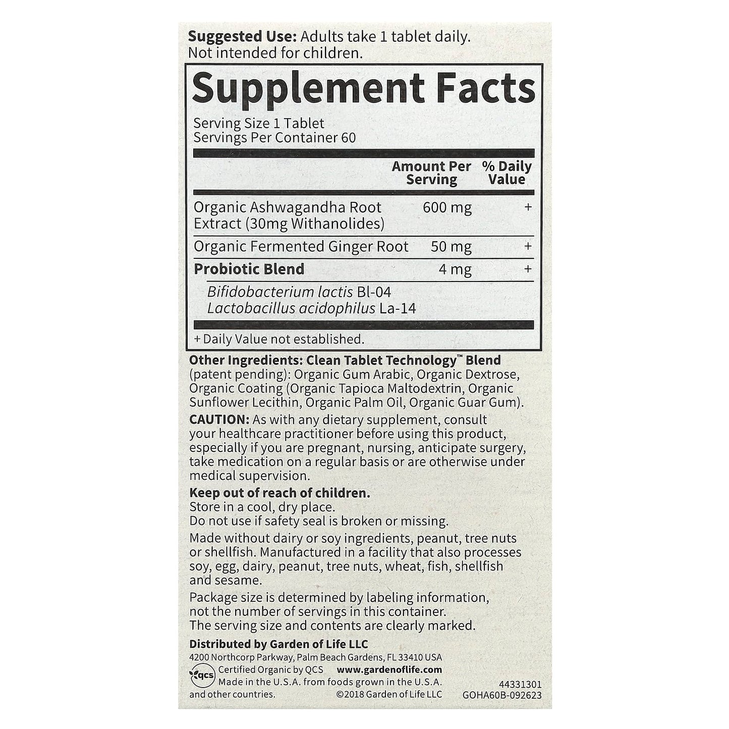 Garden of Life Organics Ashwagandha - 60 Vegan Tablets for Stress Relief - Image 2