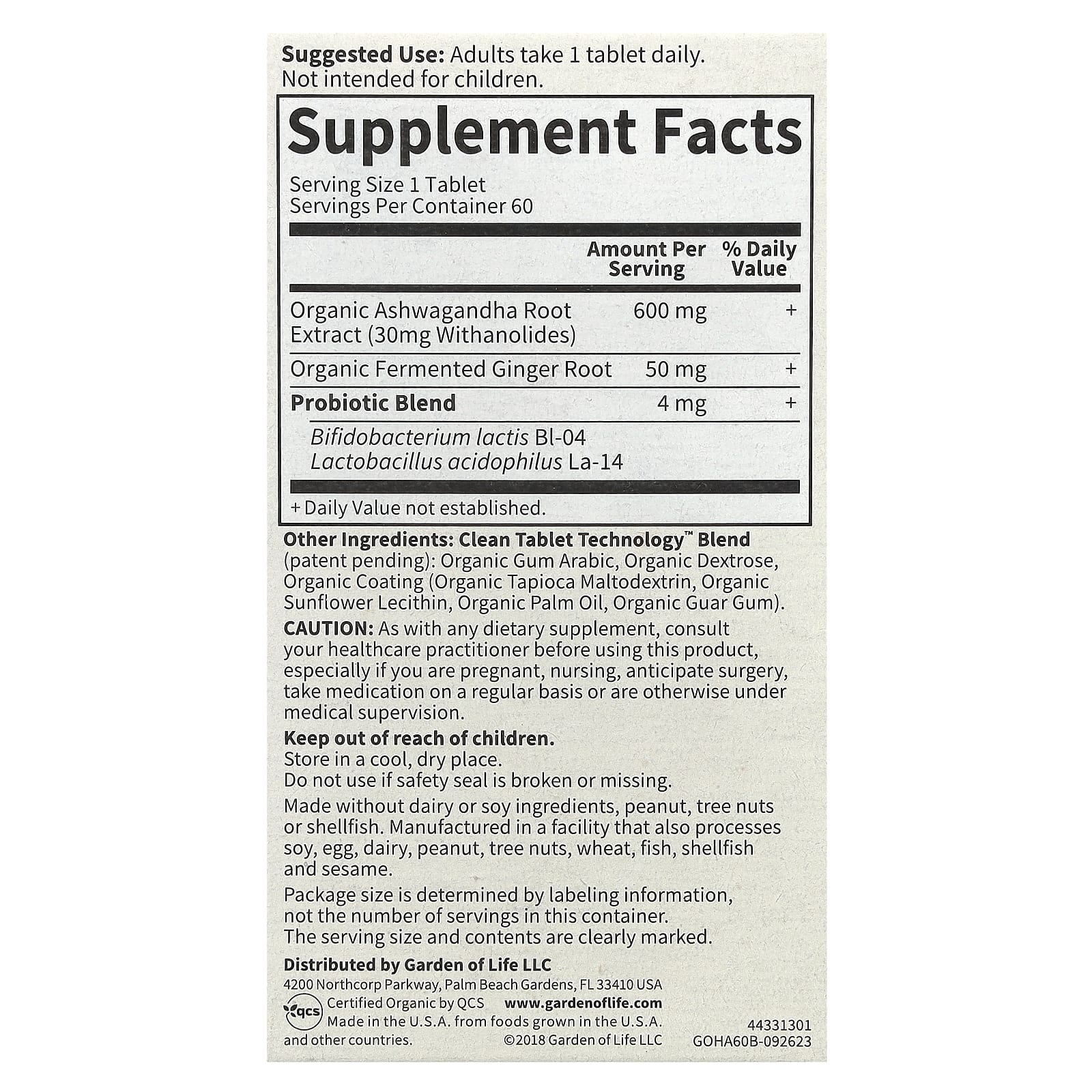 Garden of Life Organics Ashwagandha - 60 Vegan Tablets for Stress Relief - Image 2