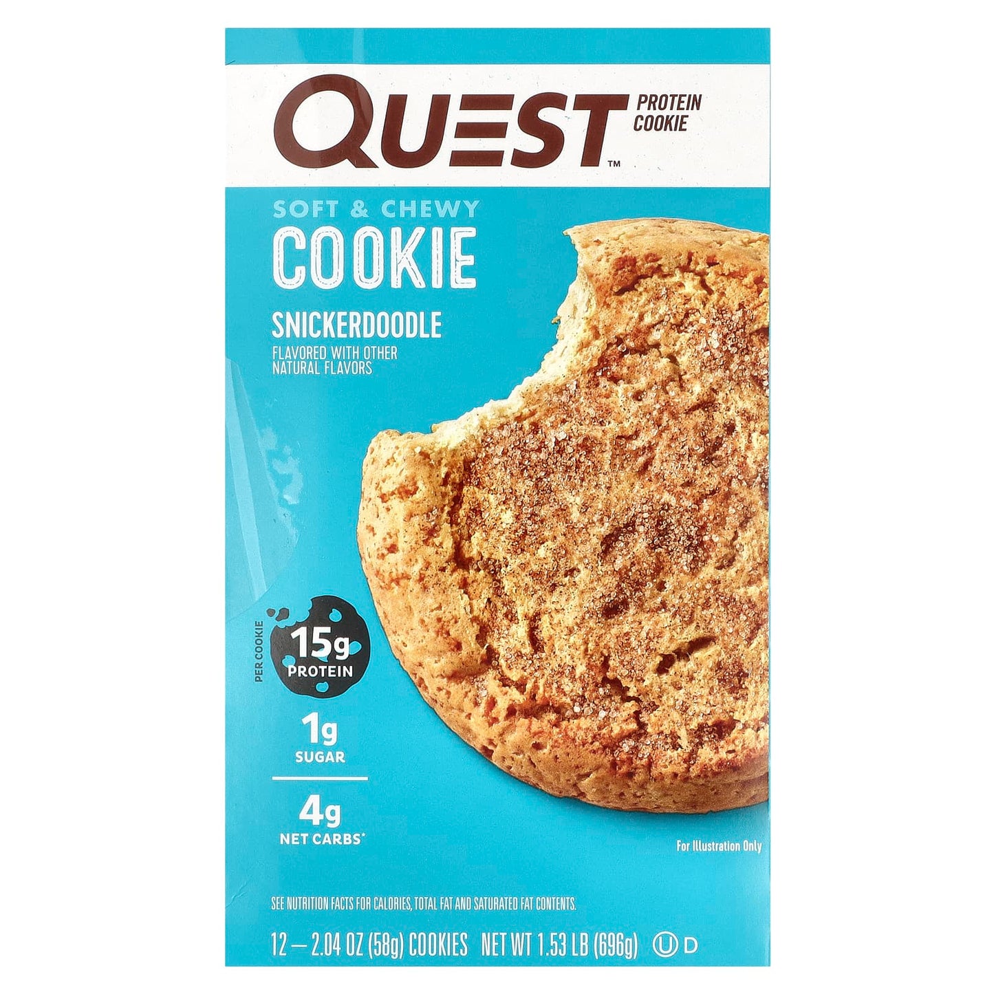 Quest Nutrition, Protein Cookie, Snickerdoodle, 12 Cookies, 2.04 oz (58 g) Each - Image 1