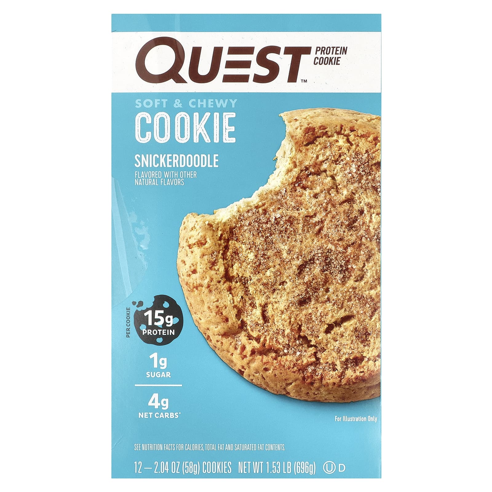 Quest Nutrition, Protein Cookie, Snickerdoodle, 12 Cookies, 2.04 oz (58 g) Each - Image 1
