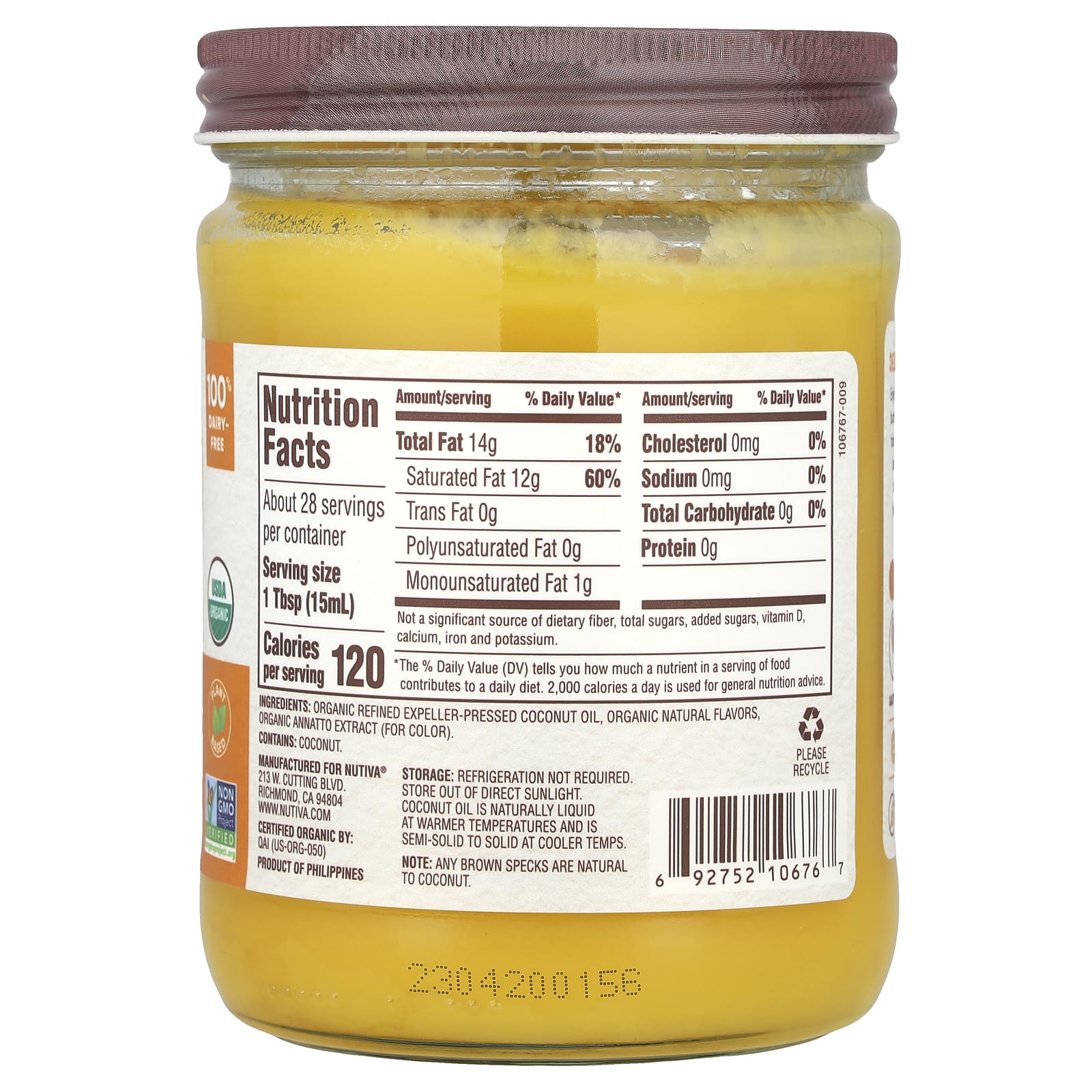 Nutiva, Organic Coconut Oil, Buttery, 14 fl oz (414 ml) - Image 2