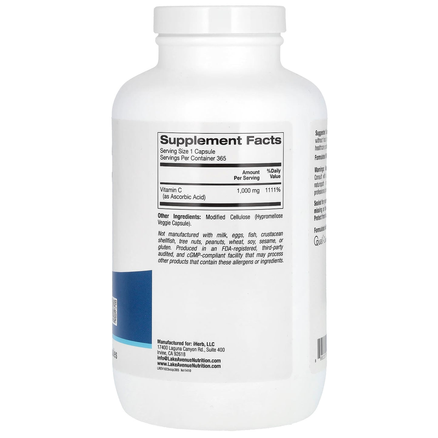 Vitamin C Supplement with Quali-C - 365 Veggie Capsules - Image 2