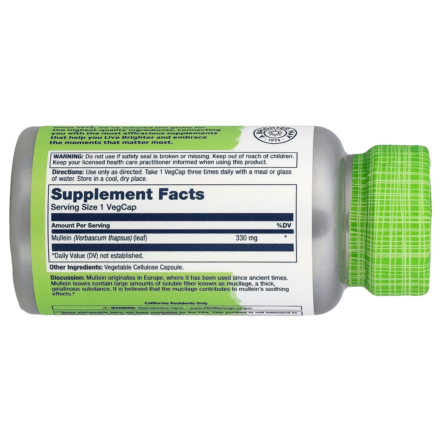 Solaray, True Herbs, Mullein, 330 mg, 100 VegCaps - Image 2