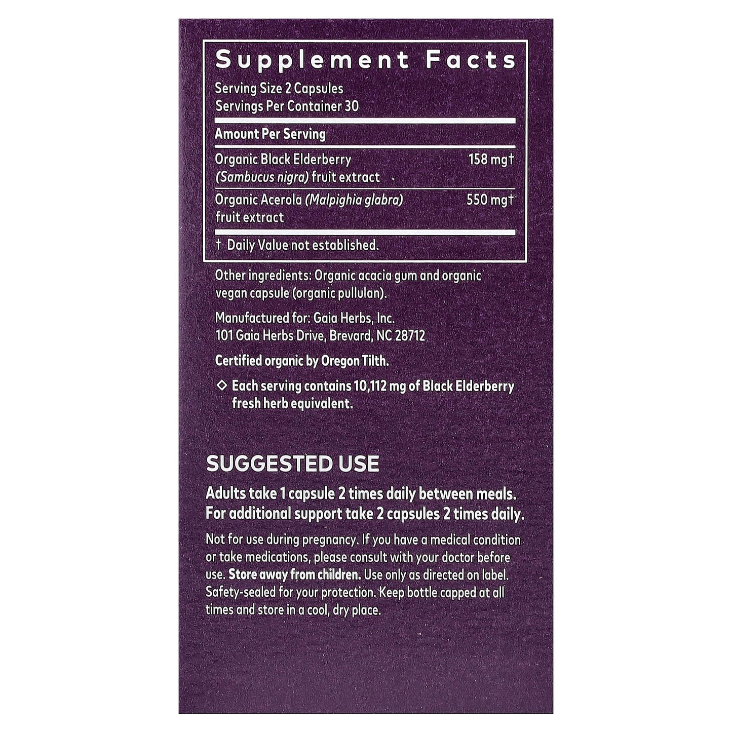 Black Elderberry Immune Support Supplement, 60 Vegan Capsules by Gaia Herbs - Image 2