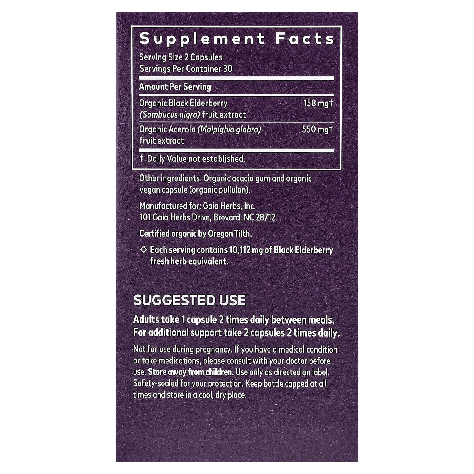Black Elderberry Immune Support Supplement, 60 Vegan Capsules by Gaia Herbs - Image 2