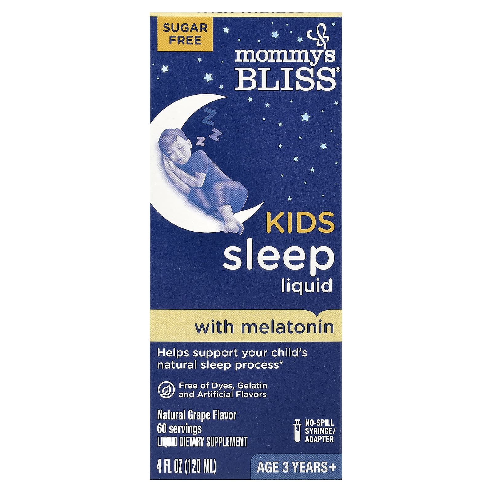 Mommy's Bliss, Kids Sleep Liquid with Melatonin, Age 3 Years +, Natural Grape, 4 fl oz (120 ml) - Image 1