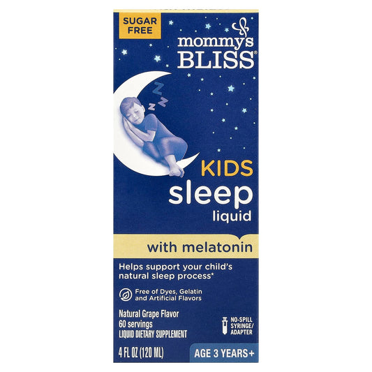 Mommy's Bliss, Kids Sleep Liquid with Melatonin, Age 3 Years +, Natural Grape, 4 fl oz (120 ml) - Image 1