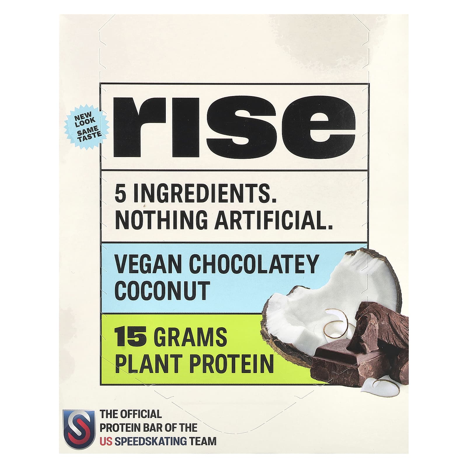 Rise Bar, Protein Bar, Vegan Chocolatey Coconut, 12 Bars, 2.1 oz (60 g) Each - Image 1
