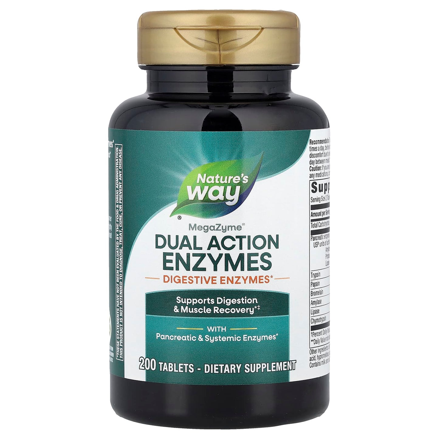 Nature's Way, MegaZyme®, Dual Action Enzymes, 200 Tablets - Image 1