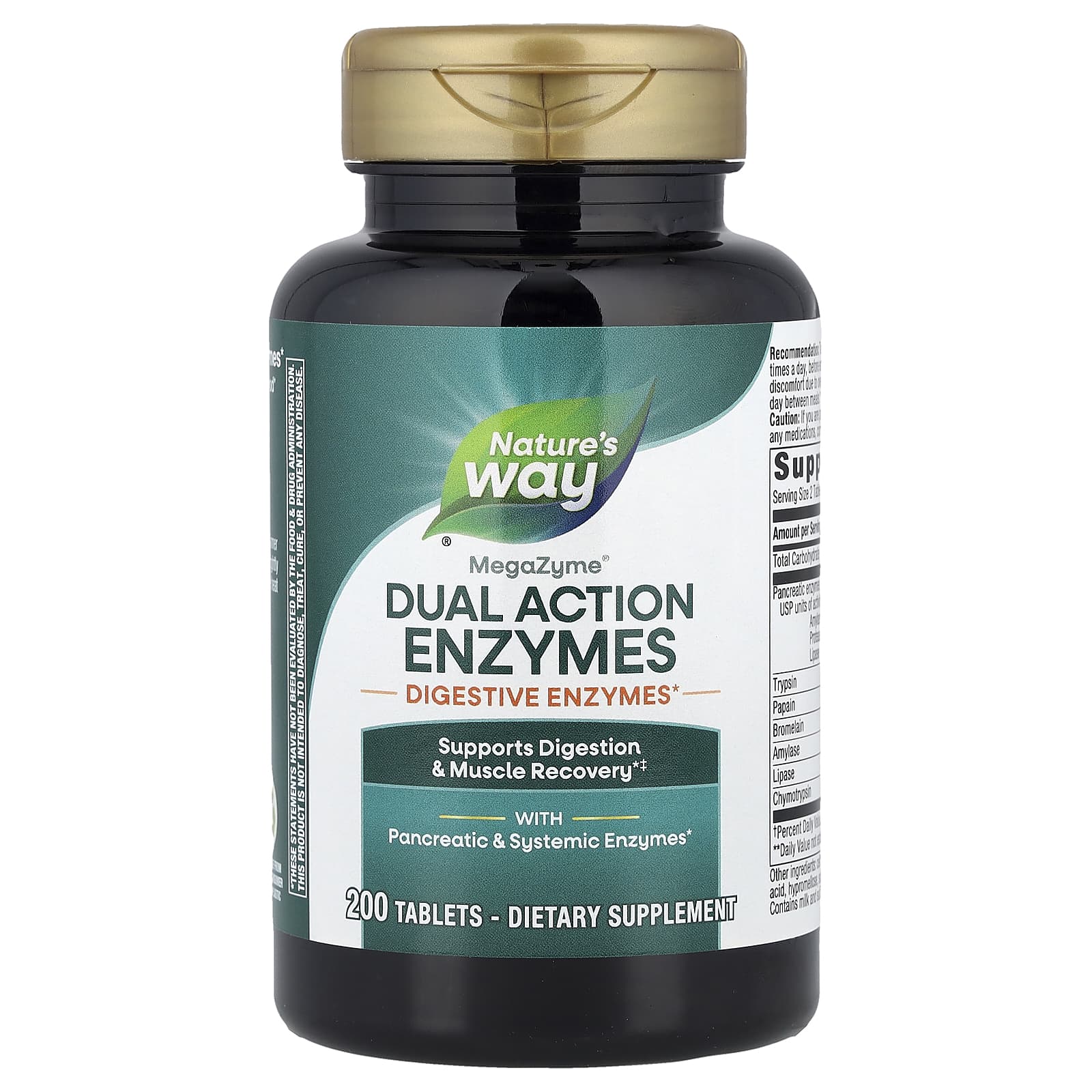 Nature's Way, MegaZyme®, Dual Action Enzymes, 200 Tablets - Image 1