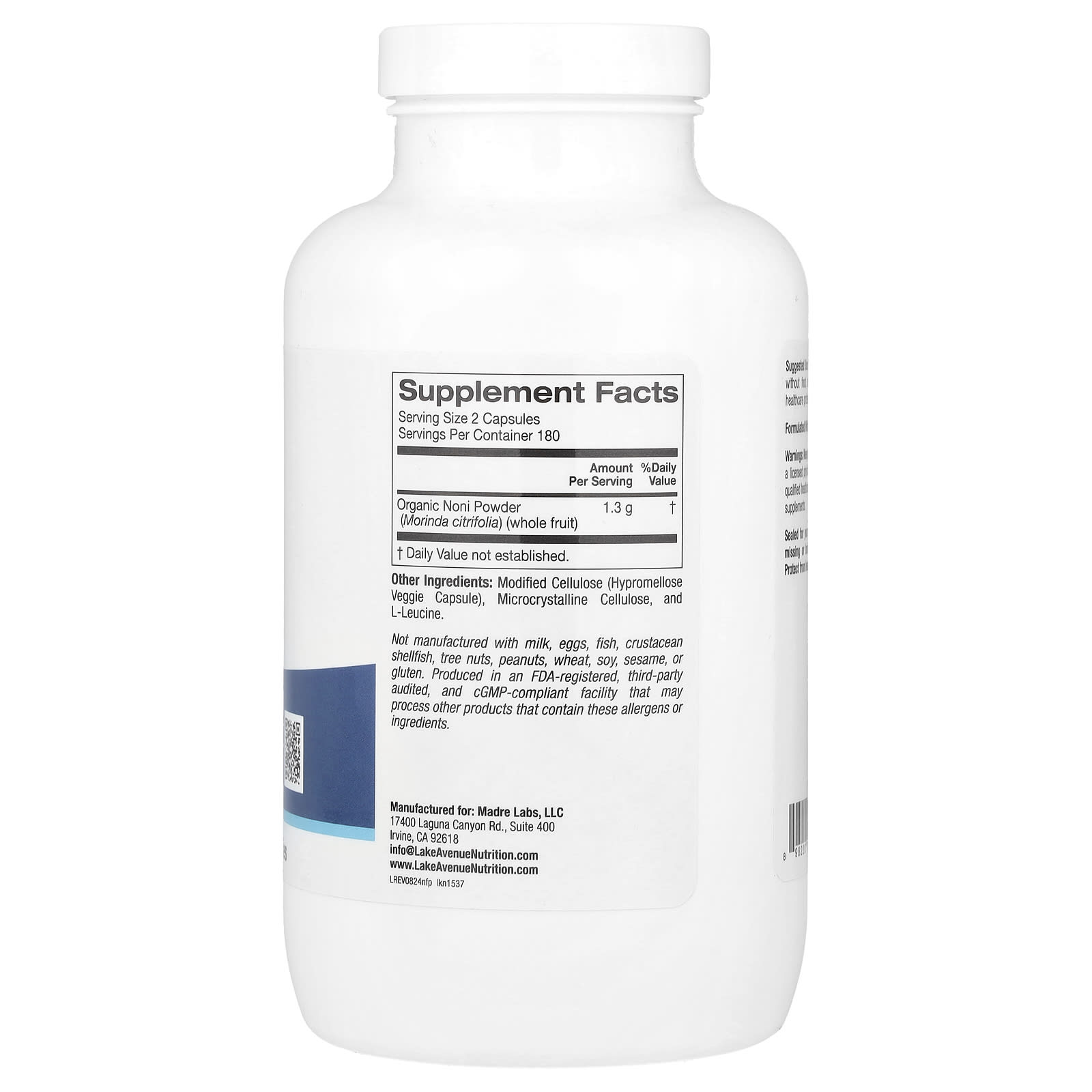 Noni Fruit Powder for Antioxidant Support - 360 Veggie Capsules - Image 2