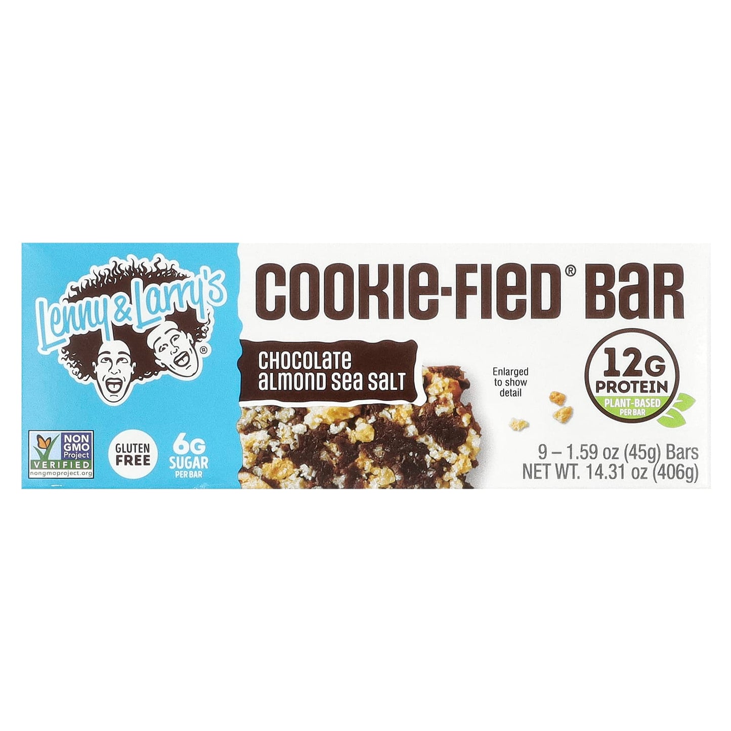 Lenny & Larry's, Cookie-Fied® Bar, Chocolate Almond Sea Salt, 9 Bars, 1.59 oz (45 g) Each - Image 1