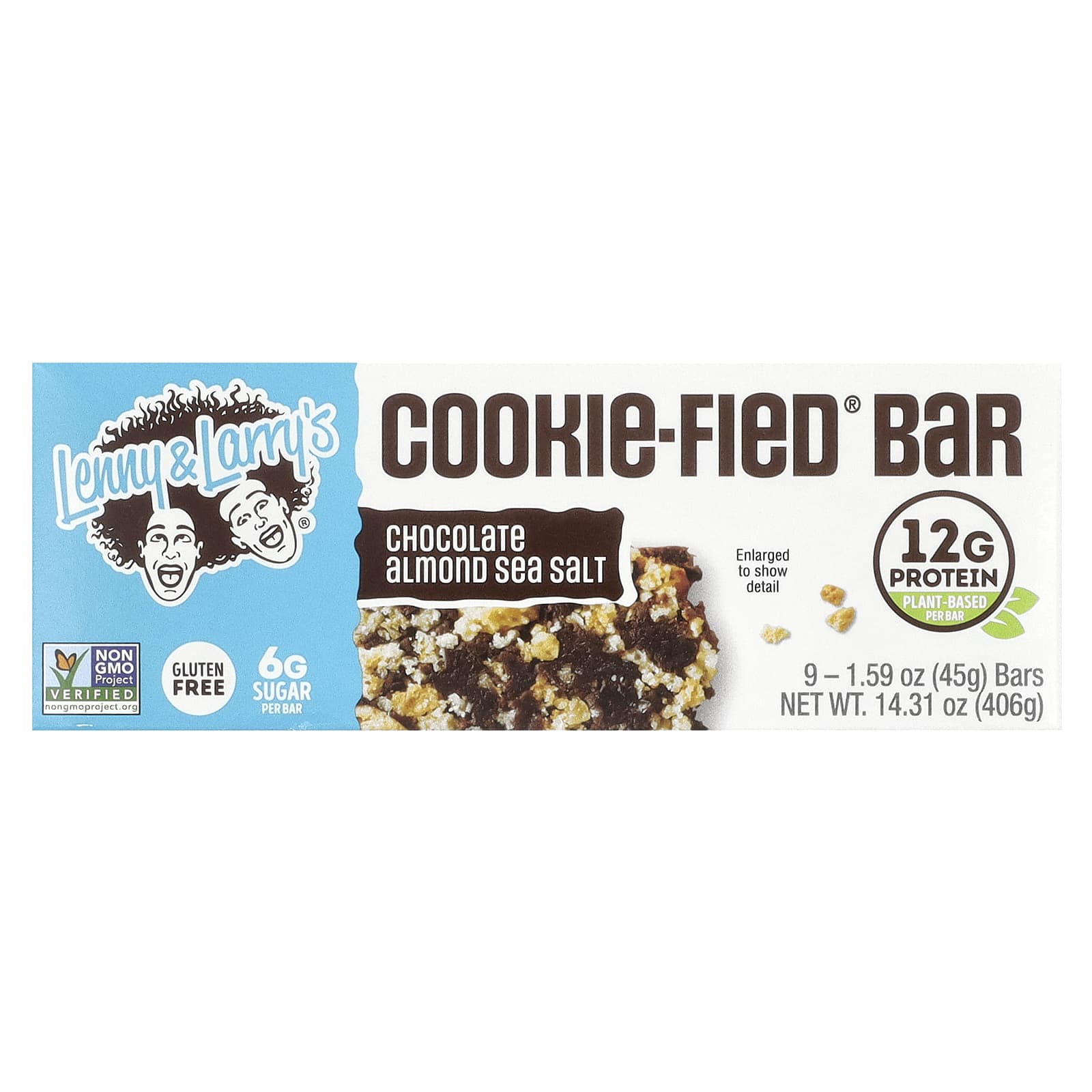 Lenny & Larry's, Cookie-Fied® Bar, Chocolate Almond Sea Salt, 9 Bars, 1.59 oz (45 g) Each - Image 1
