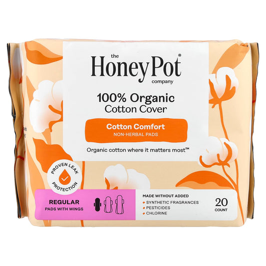 The Honey Pot Company, Organic Non-Herbal Pads with Wings, Regular, 20 Count - Image 1