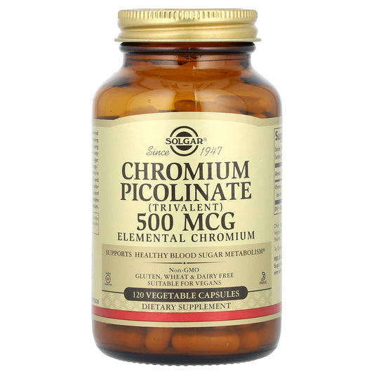 Solgar, Chromium Picolinate, 500 mcg, 120 Vegetable Capsules - Image 1