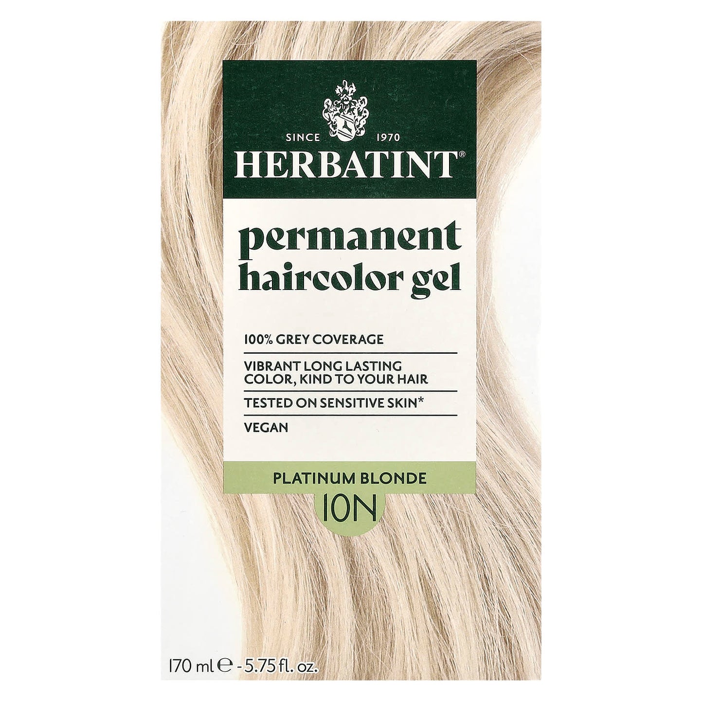 Herbatint Permanent Haircolor Gel 10N Platinum Blonde - Image 1