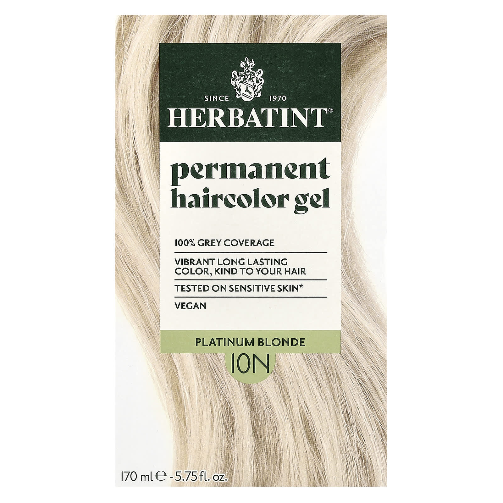 Herbatint Permanent Haircolor Gel 10N Platinum Blonde - Image 1