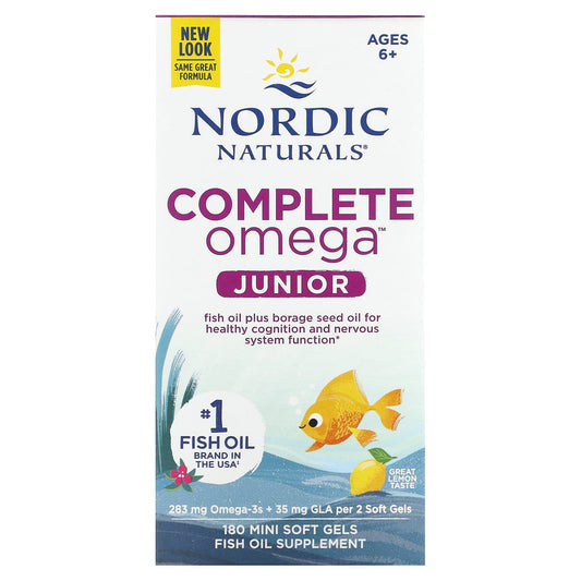 Nordic Naturals, Complete Omega Junior, Ages 6+, Lemon, 180 Mini Soft Gels - Image 1