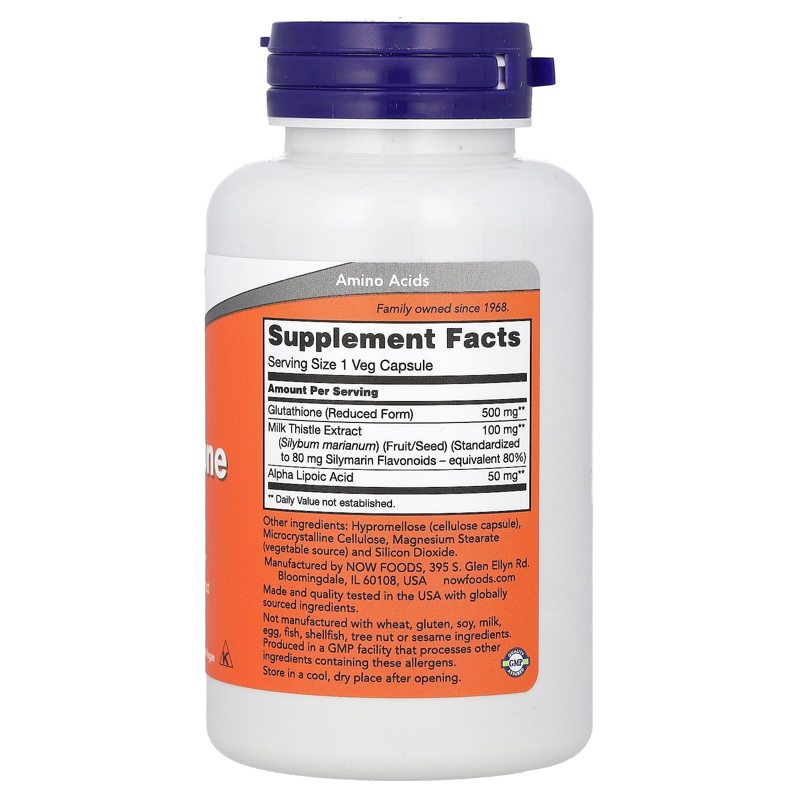 NOW Foods, Glutathione, 500 mg, 60 Veg Capsules - Image 2