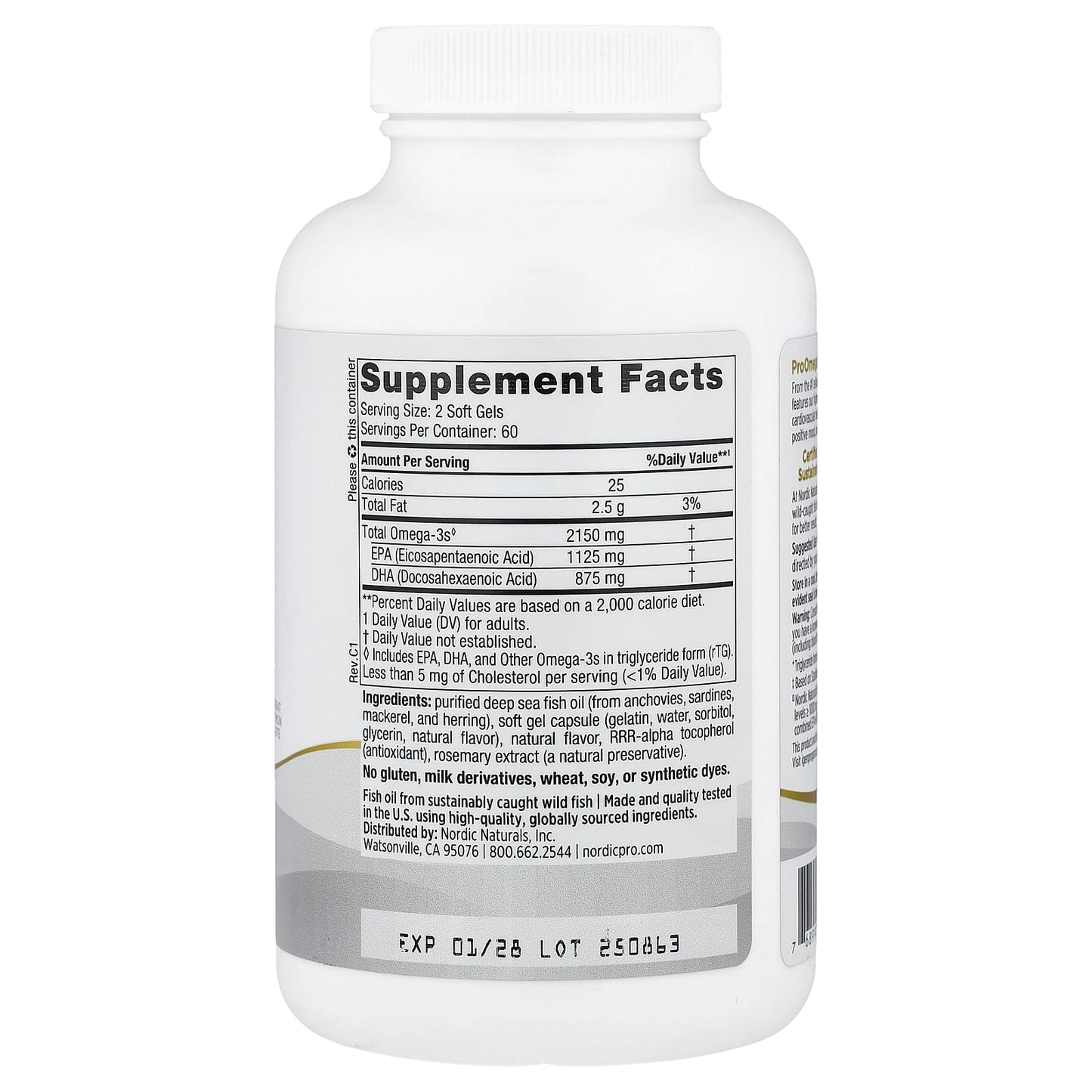 Nordic Naturals, ProOmega® 2000, Lemon, 120 Soft Gels (1,075 mg per Soft Gel) - Image 2