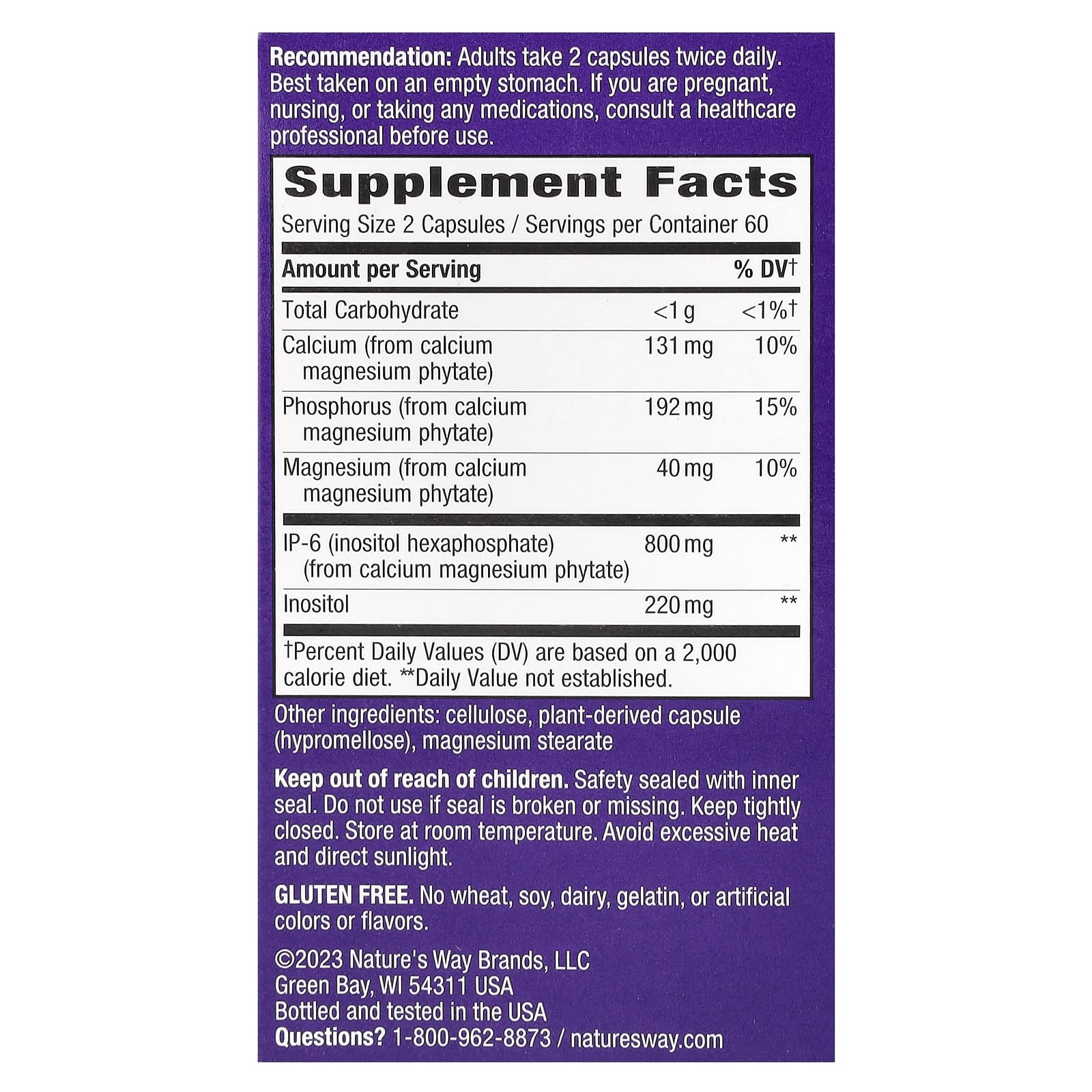 Nature's Way, Cell Forte, IP-6 & Inositol, 120 Vegan Capsules - Image 2