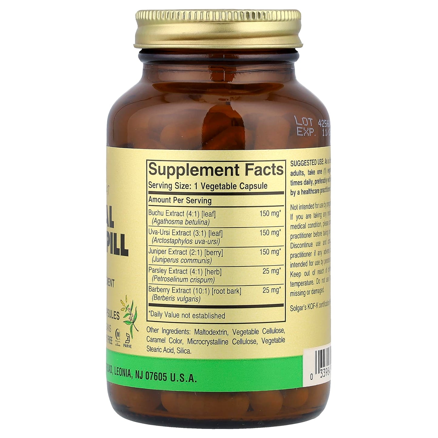 Solgar, Herbal Water Pill, 100 Vegetable Capsules - Image 2