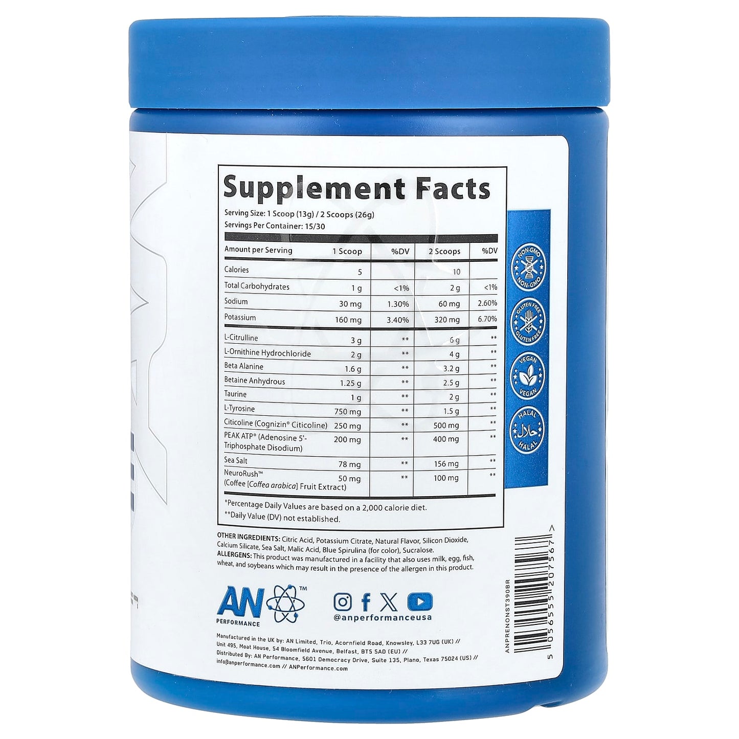 Zero Caffeine Pre-Workout Supplement by AN Supps - Blue Raspberry - Image 2