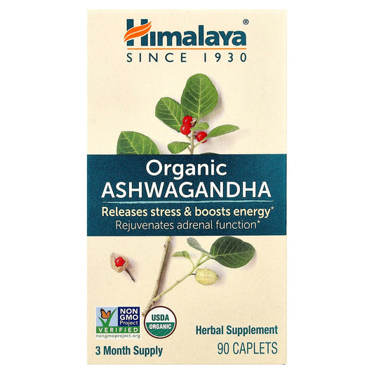 Himalaya Organic Ashwagandha 90 Capsules, Non-GMO, USDA Organic, Vegan - Image 1