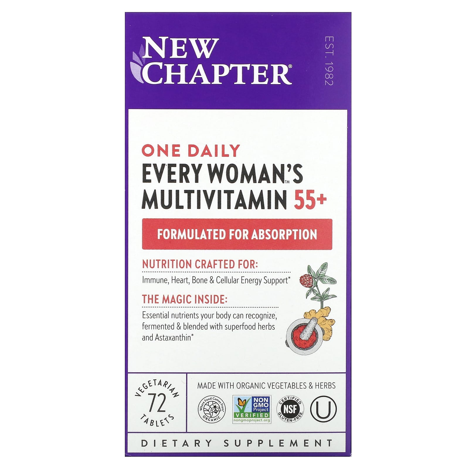 New Chapter, Every Woman's One Daily 55+ Multivitamin, 72 Vegetarian Tablets - Image 1