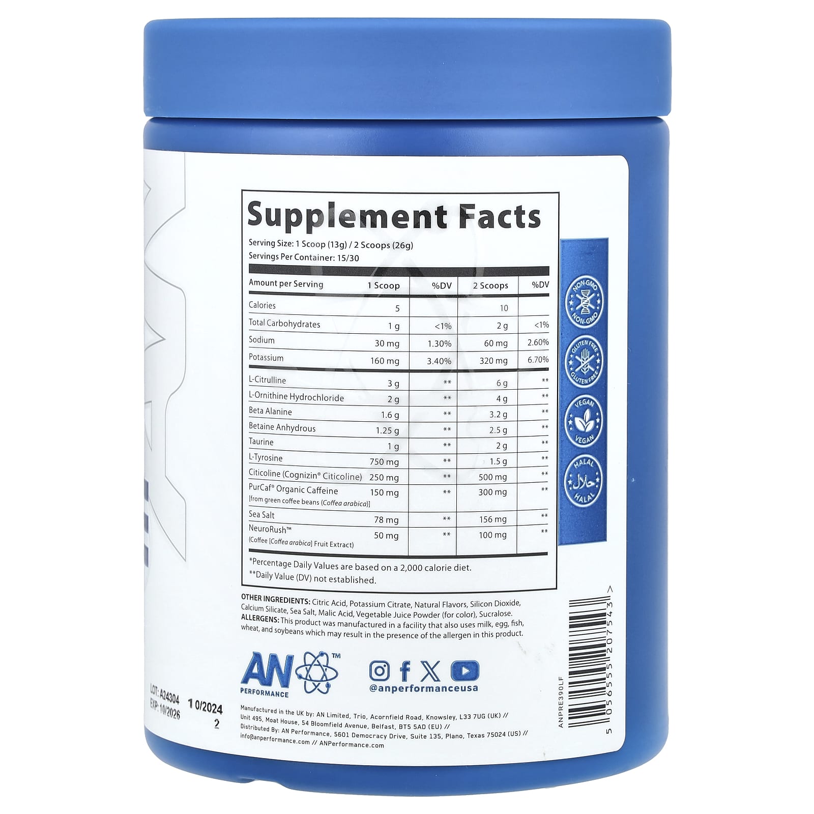 Boost Performance with AN Supps Pre-Workout, Lemon Freeze, 13.75 oz - Image 2