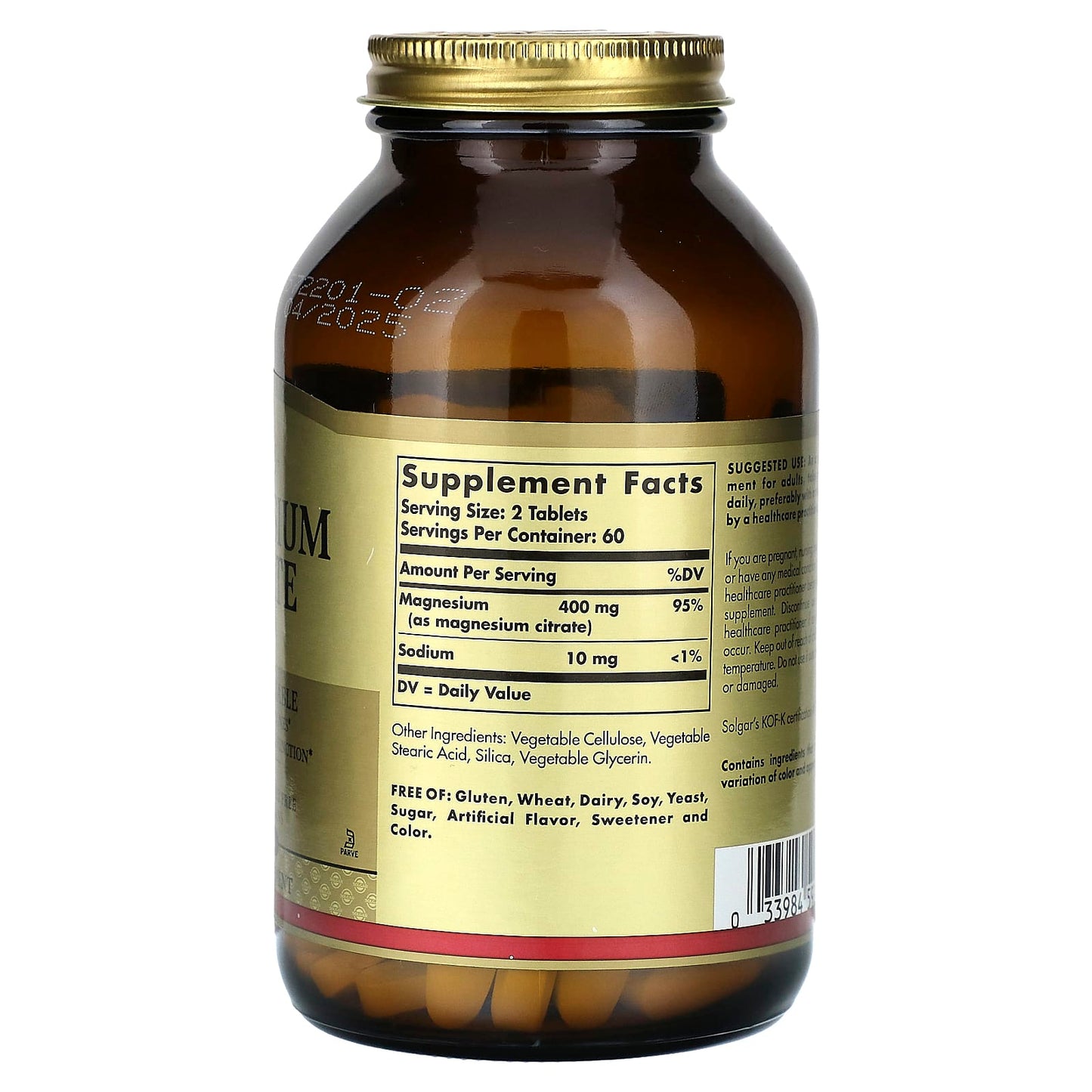 Solgar, Magnesium Citrate, 120 Tablets - Image 2