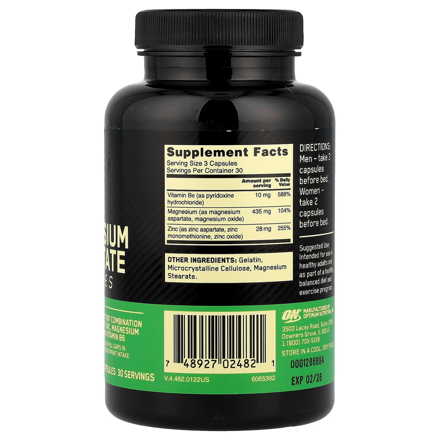 Optimum Nutrition, Zinc Magnesium Aspartate, 90 Capsules - Image 2