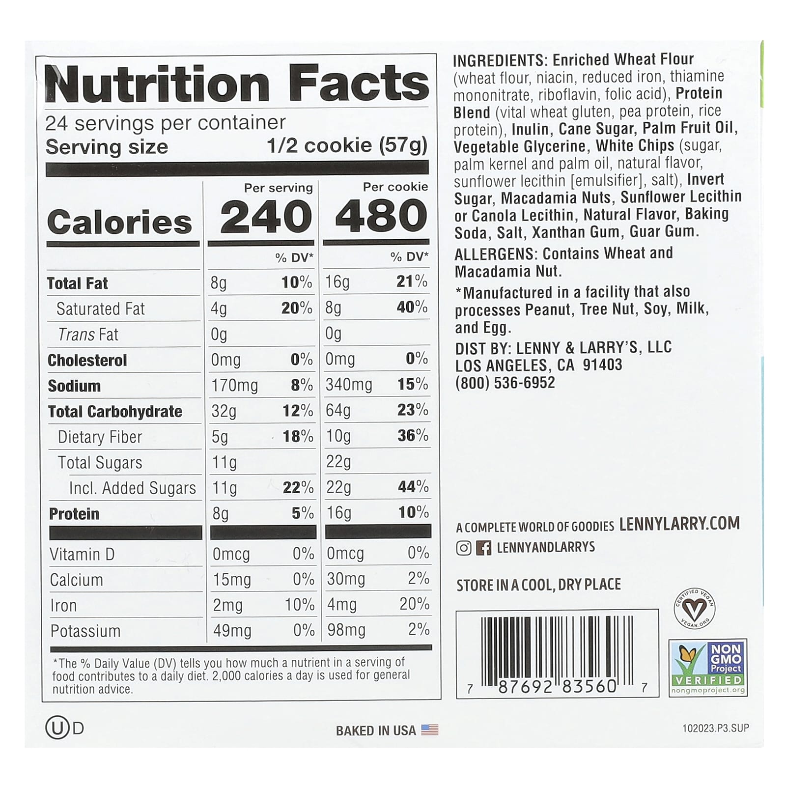 Lenny & Larry's, The Complete Cookie®, White Chocolate Macadamia, 12 Cookies, 4 oz (113 g) Each - Image 2