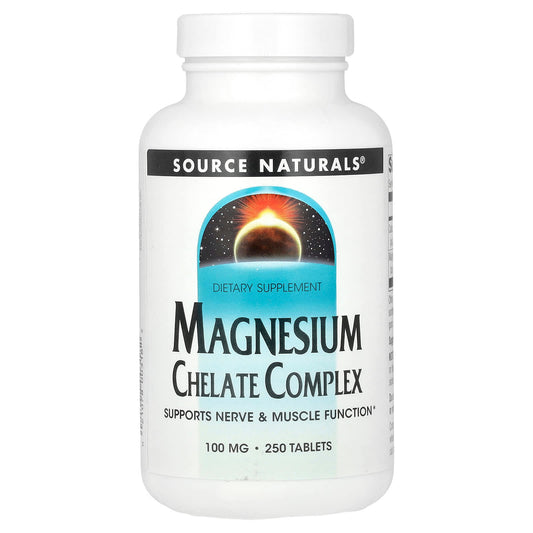 Source Naturals, Magnesium Chelate Complex, 100 mg, 250 Tablets - Image 1