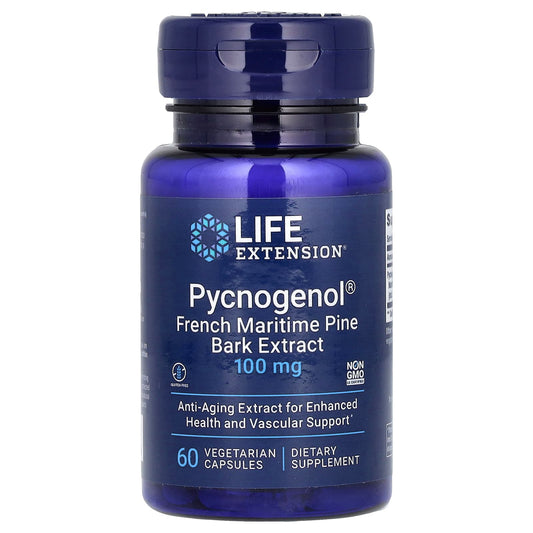 Life Extension, Pycnogenol, French Maritime Pine Bark Extract, 100 mg, 60 Vegetarian Capsules - Image 1