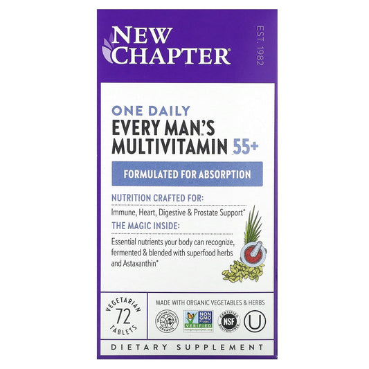 New Chapter, Every Man's One Daily 55+ Multivitamin, 72 Vegetarian Tablets - Image 1