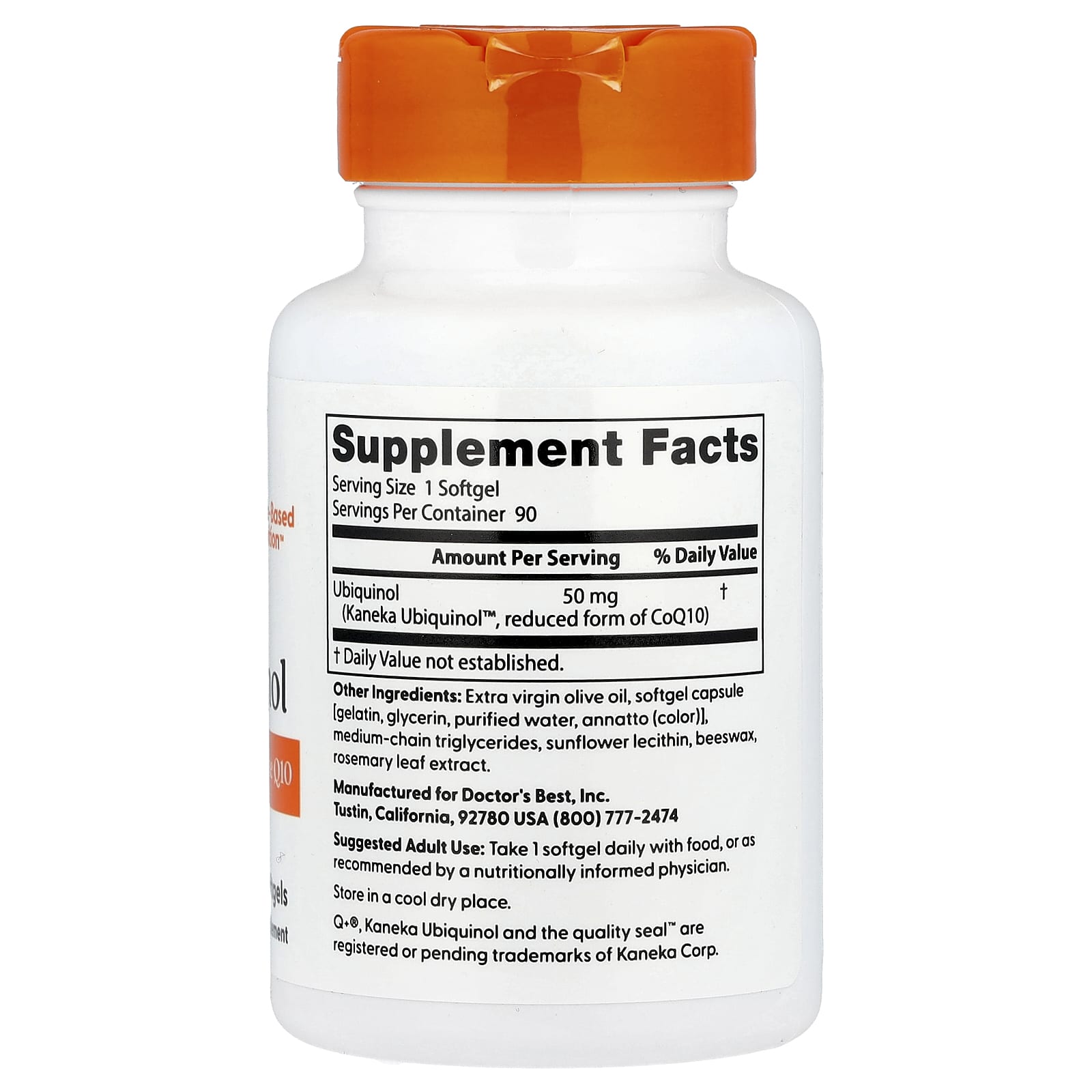 Doctor's Best, Ubiquinol with Kaneka Q+®, 50 mg, 90 Softgels
