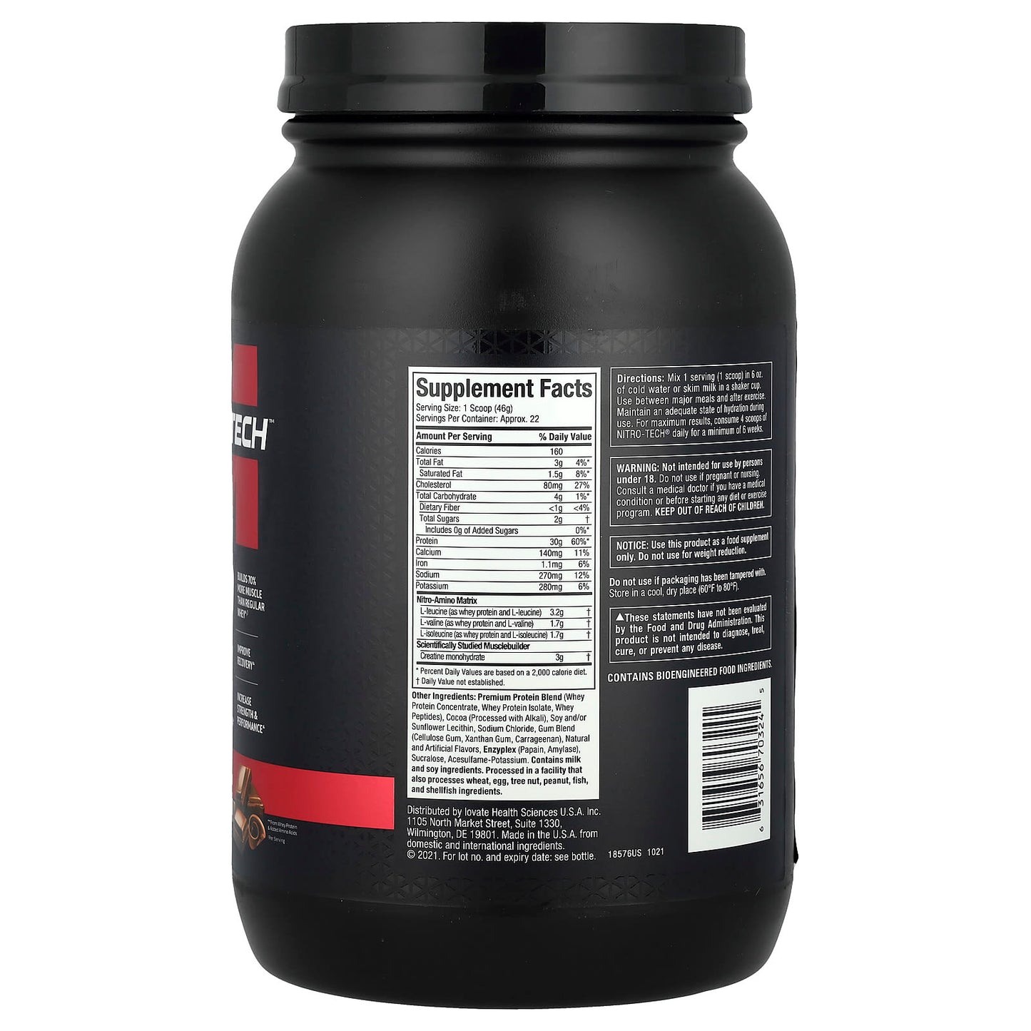 MuscleTech, Nitro-Tech™ Whey Protein, Milk Chocolate, 2.2 lbs (998 g) - Image 2