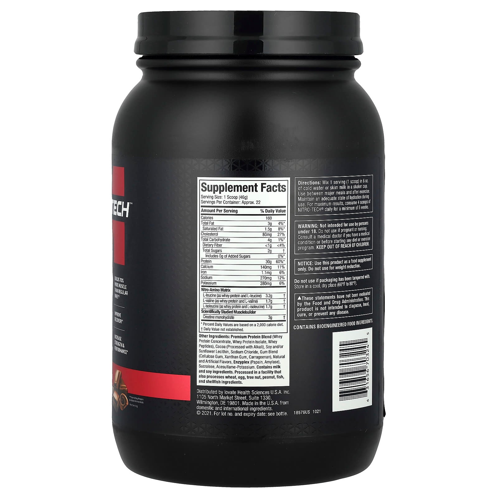 MuscleTech, Nitro-Tech™ Whey Protein, Milk Chocolate, 2.2 lbs (998 g) - Image 2