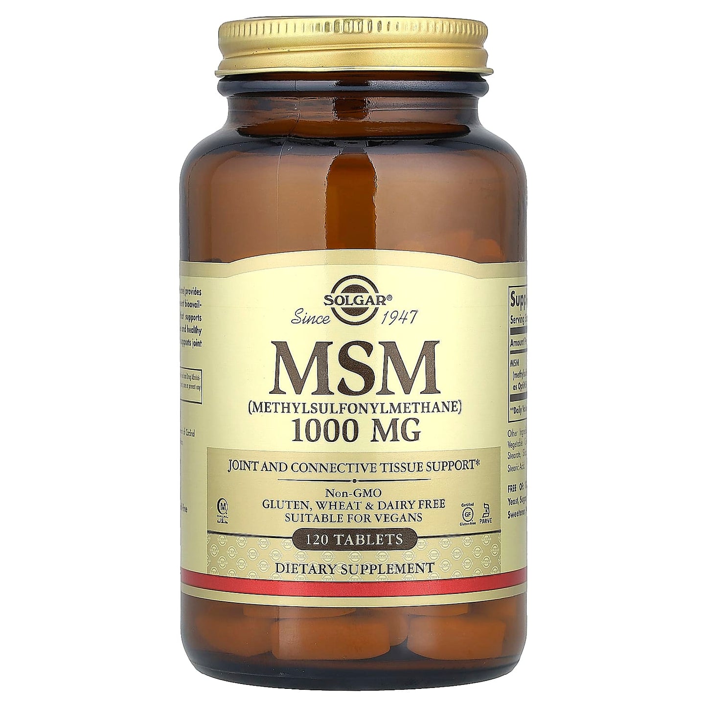 Solgar, MSM (Methylsulfonylmethane), 1,000 mg, 120 Tablets - Image 1