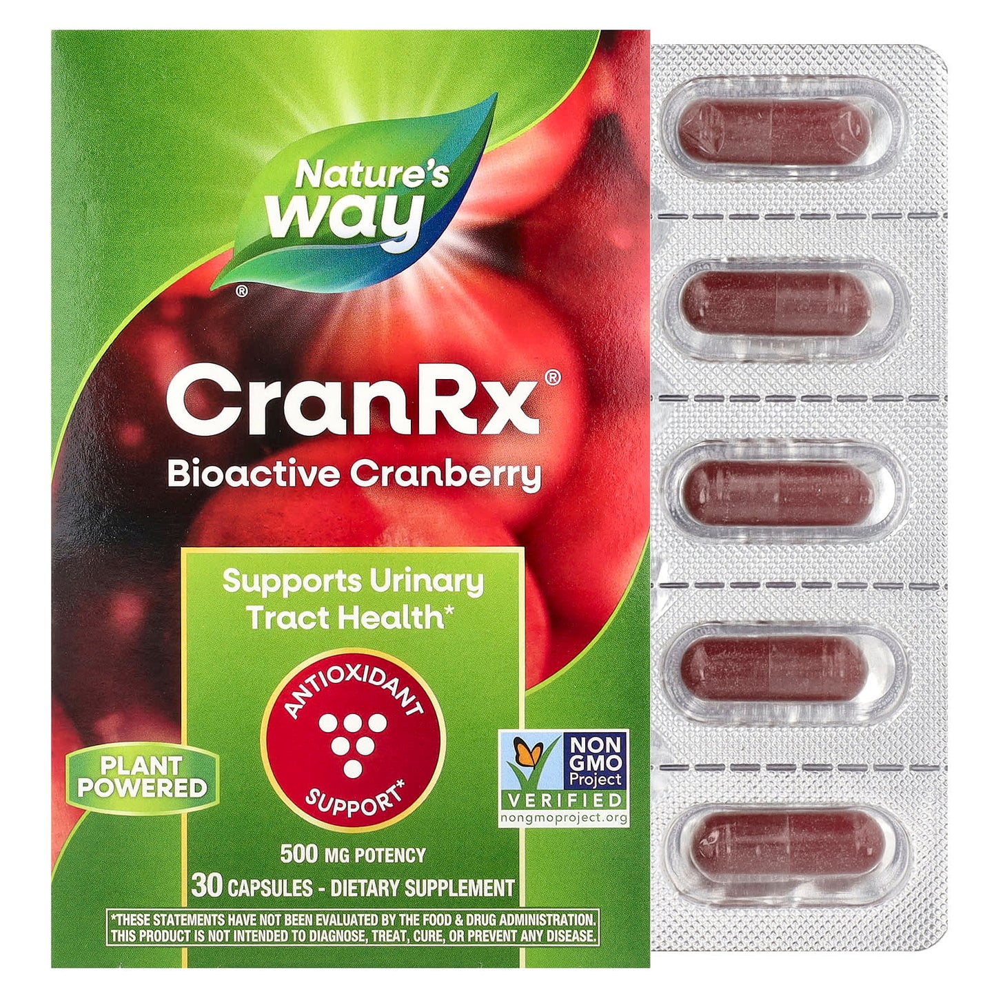 Nature's Way, CranRx®, Bioactive Cranberry, 500 mg, 30 Capsules - Image 1