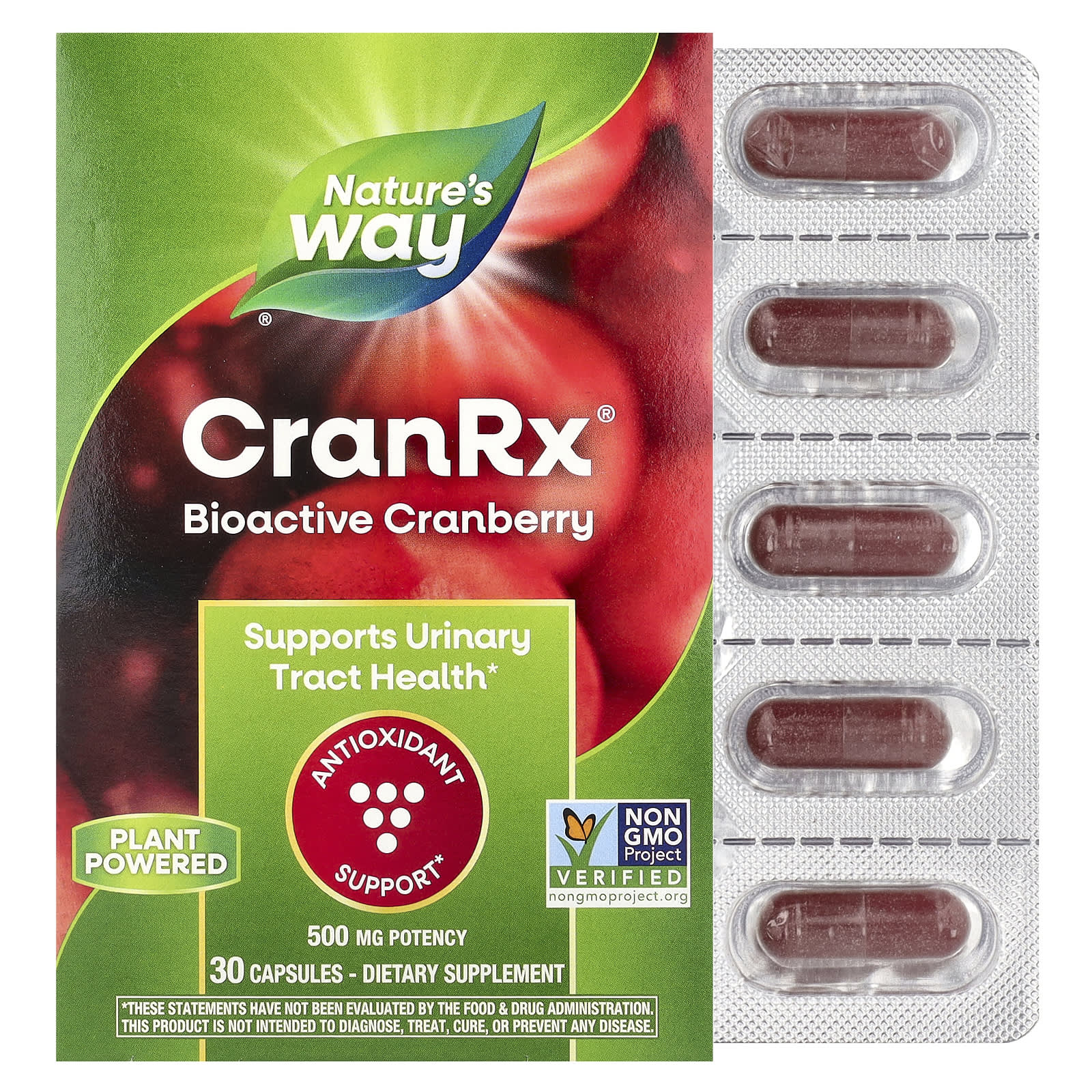 Nature's Way, CranRx®, Bioactive Cranberry, 500 mg, 30 Capsules - Image 1