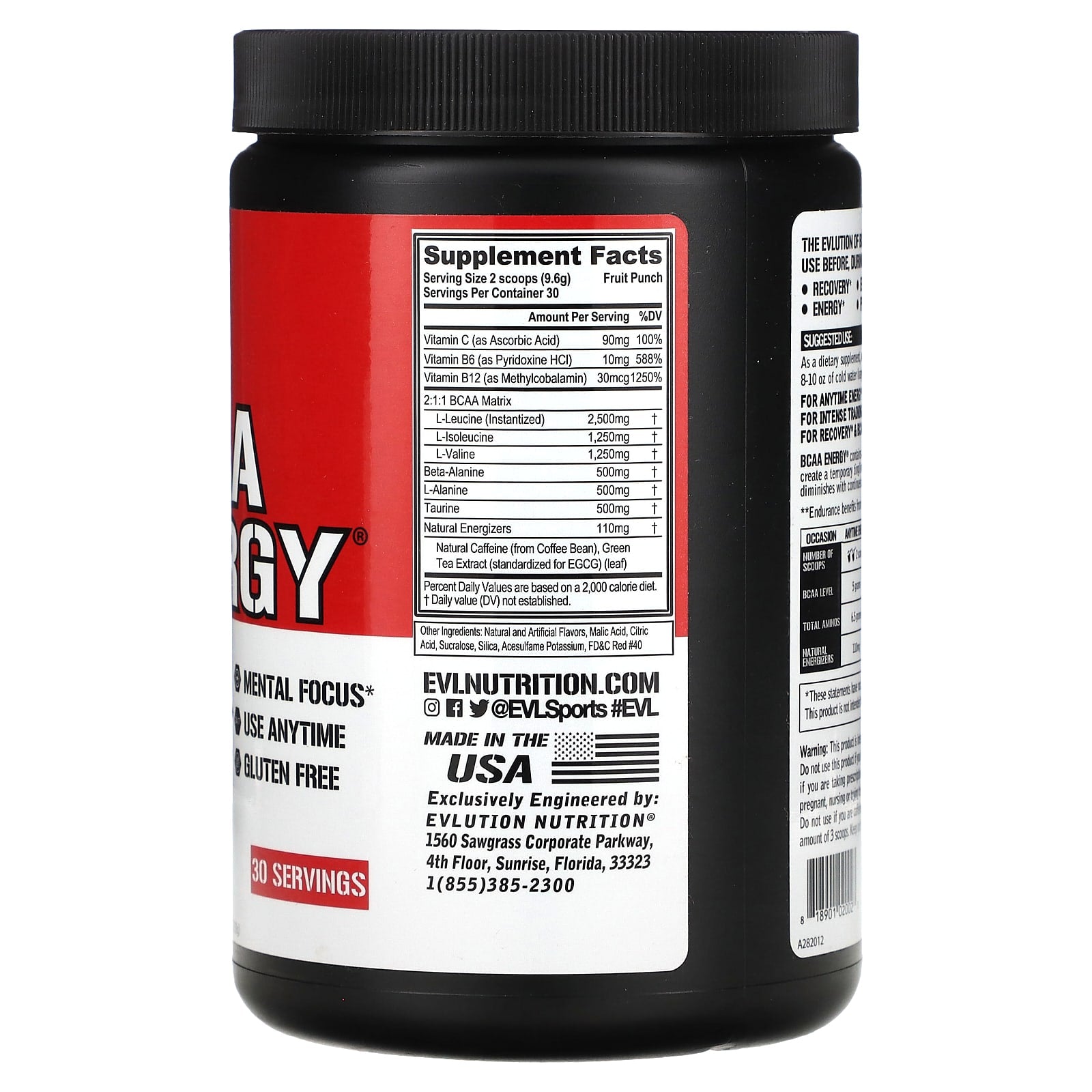 EVLution Nutrition BCAA Energy - Fruit Punch, 10.16 oz - Image 2