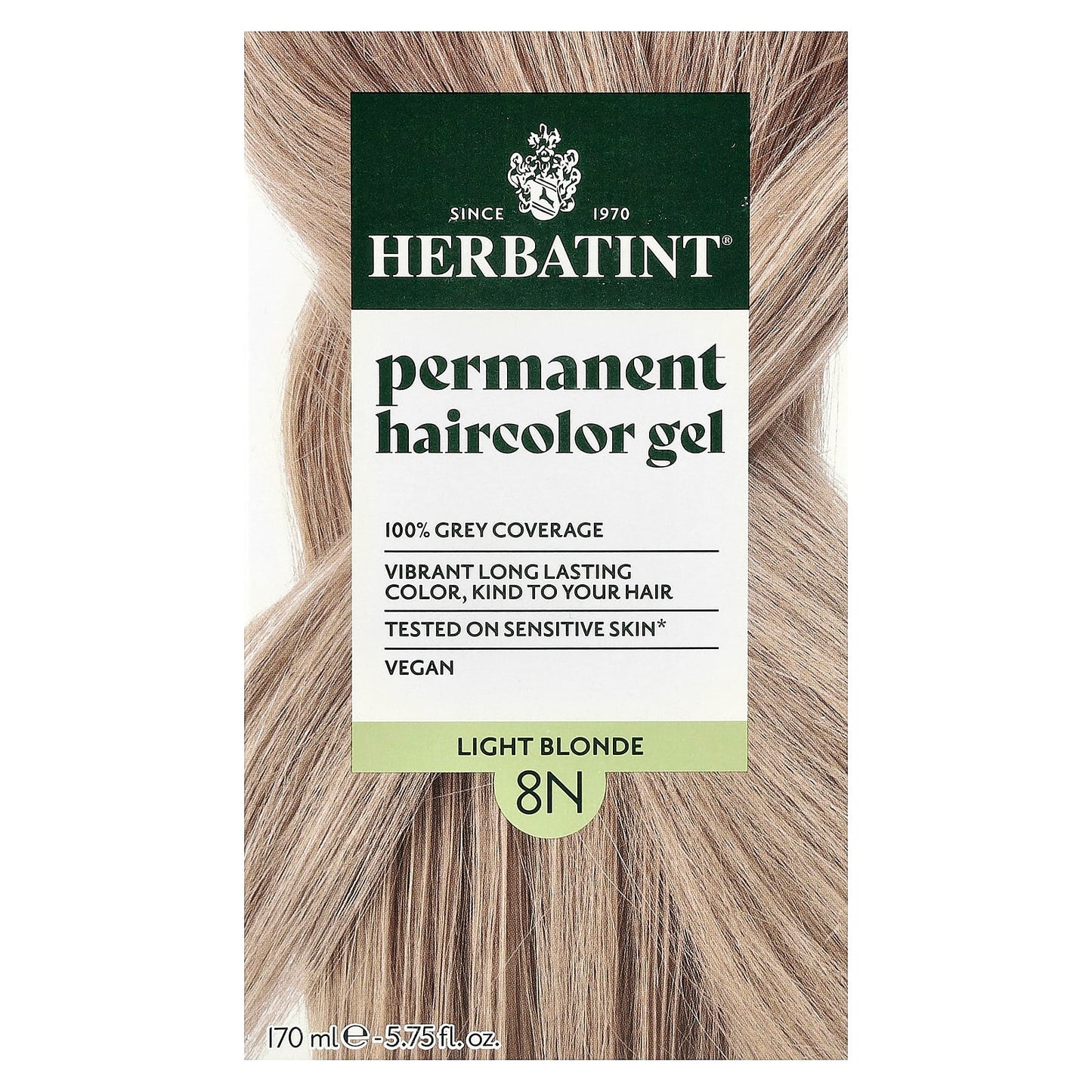 Herbatint Permanent Hair Color Gel, 8N Light Blonde, Cruelty-Free - Image 1