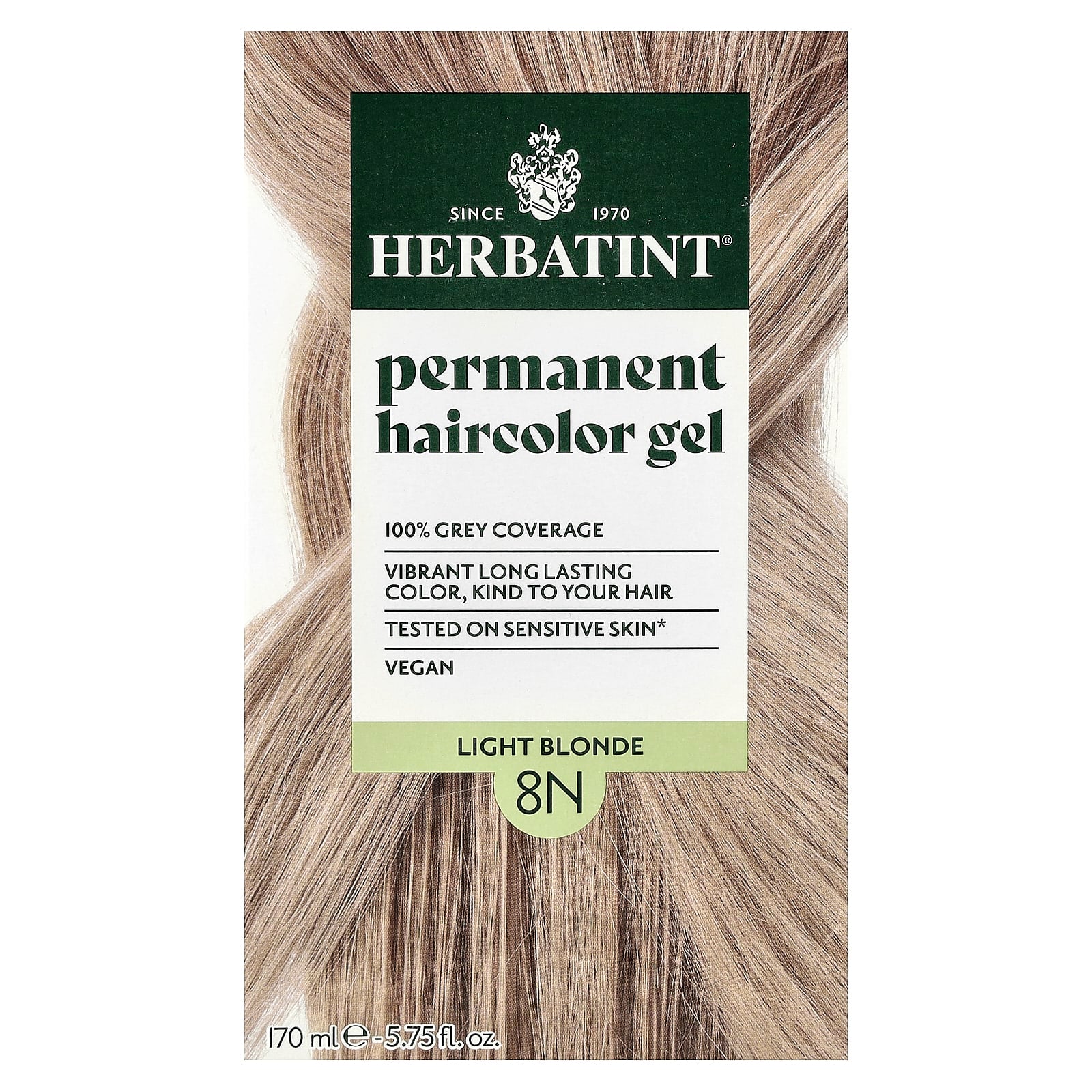 Herbatint Permanent Hair Color Gel, 8N Light Blonde, Cruelty-Free - Image 1