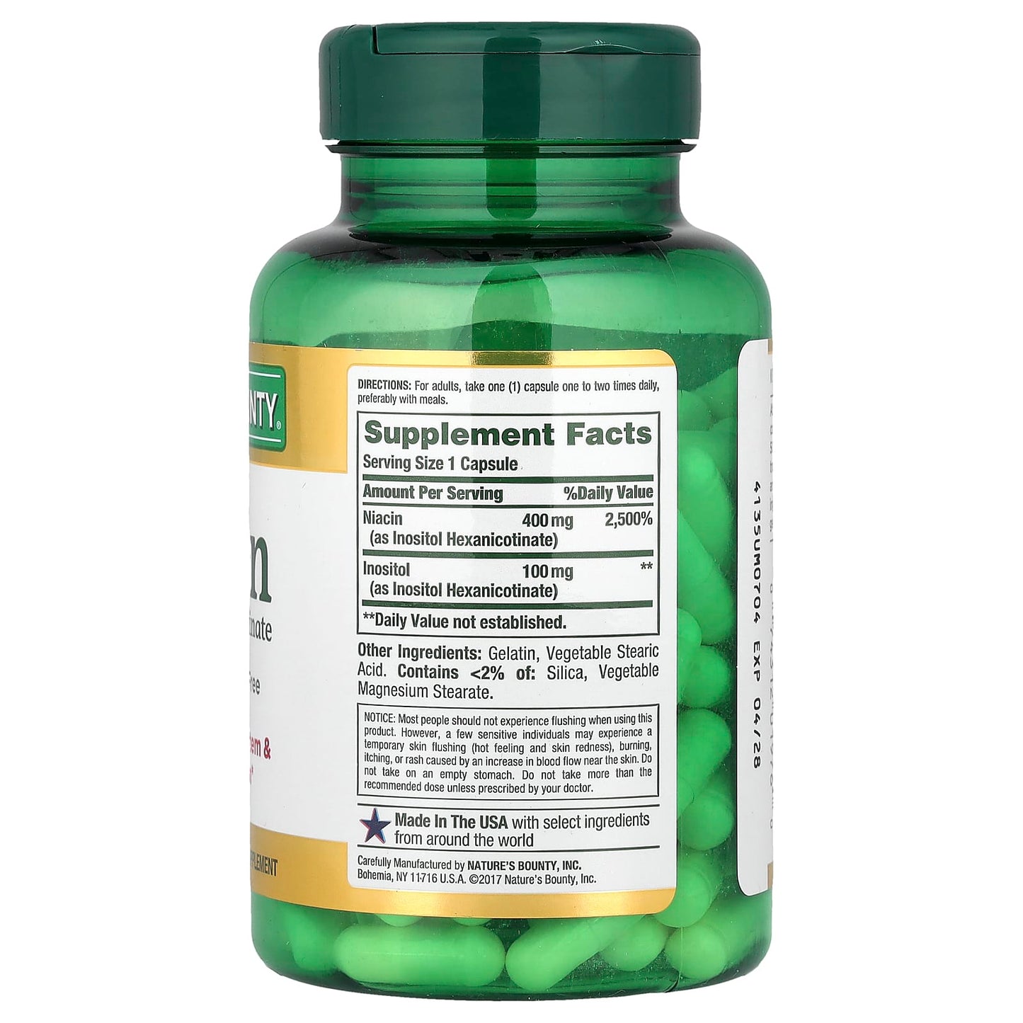 Nature's Bounty, Niacin, Flush Free, 500 mg, 120 Capsules - Image 2