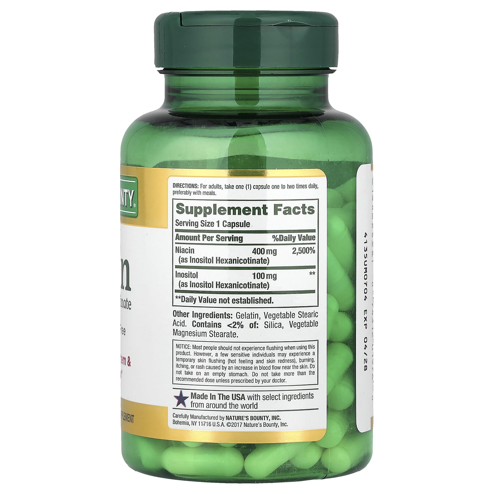 Nature's Bounty, Niacin, Flush Free, 500 mg, 120 Capsules - Image 2