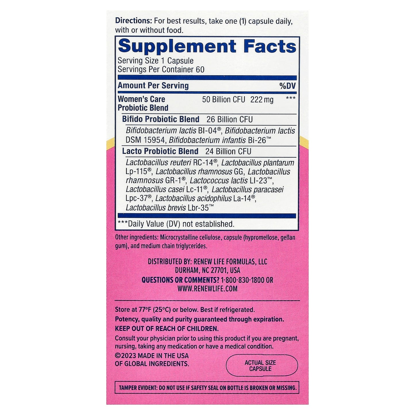 Renew Life, Women's Care Probiotic, 60 Vegetarian Capsules - Image 2