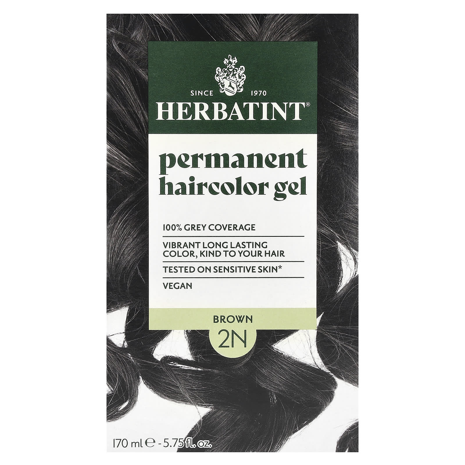 Herbatint Permanent Hair Color Gel, 2N Brown, 5.75 fl oz, Vegan, Cruelty-Free - Image 1