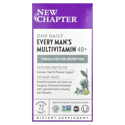 New Chapter, Every Man's One Daily 40+ Multivitamin, 72 Vegetarian Tablets - Image 1